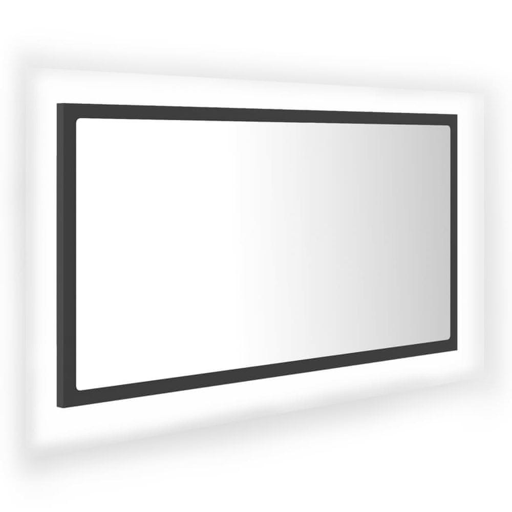 Vidaxl Kúpeľňové LED zrkadlo sivé 80x8,5x37 cm akryl